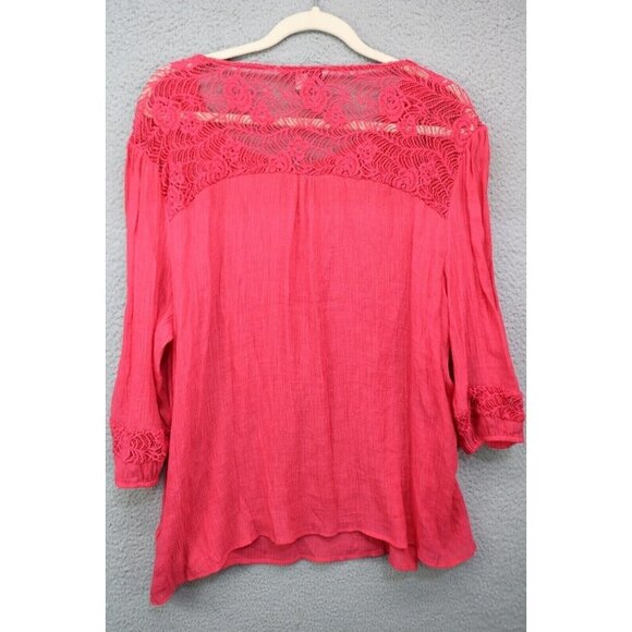 Zac & Rachel Women's Pink Gauzy Crochet Lace Tunic-Size 3X-Boho - Picture 8 of 11